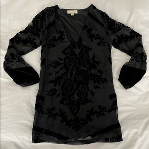 Anthropologie - black long sleeve mini dress, size XS